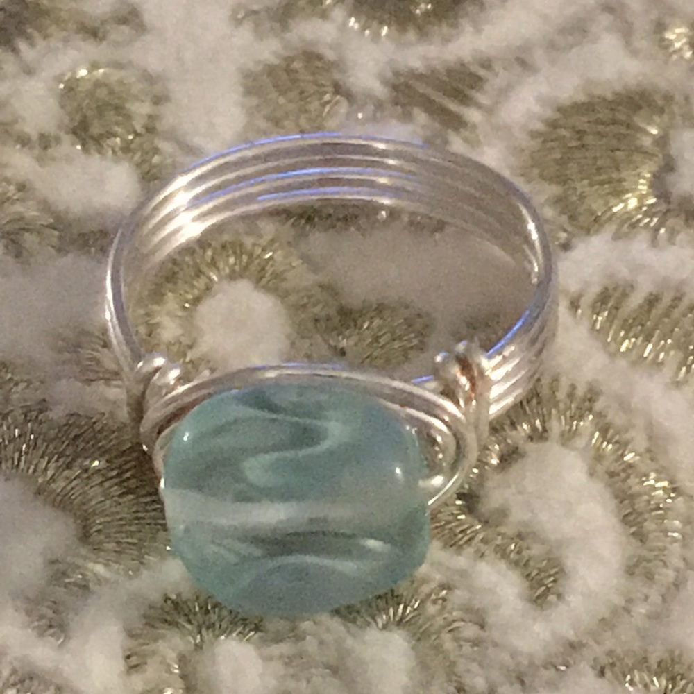 🆕Natural Obsidian Gemstone wrapped wire ring 💍.